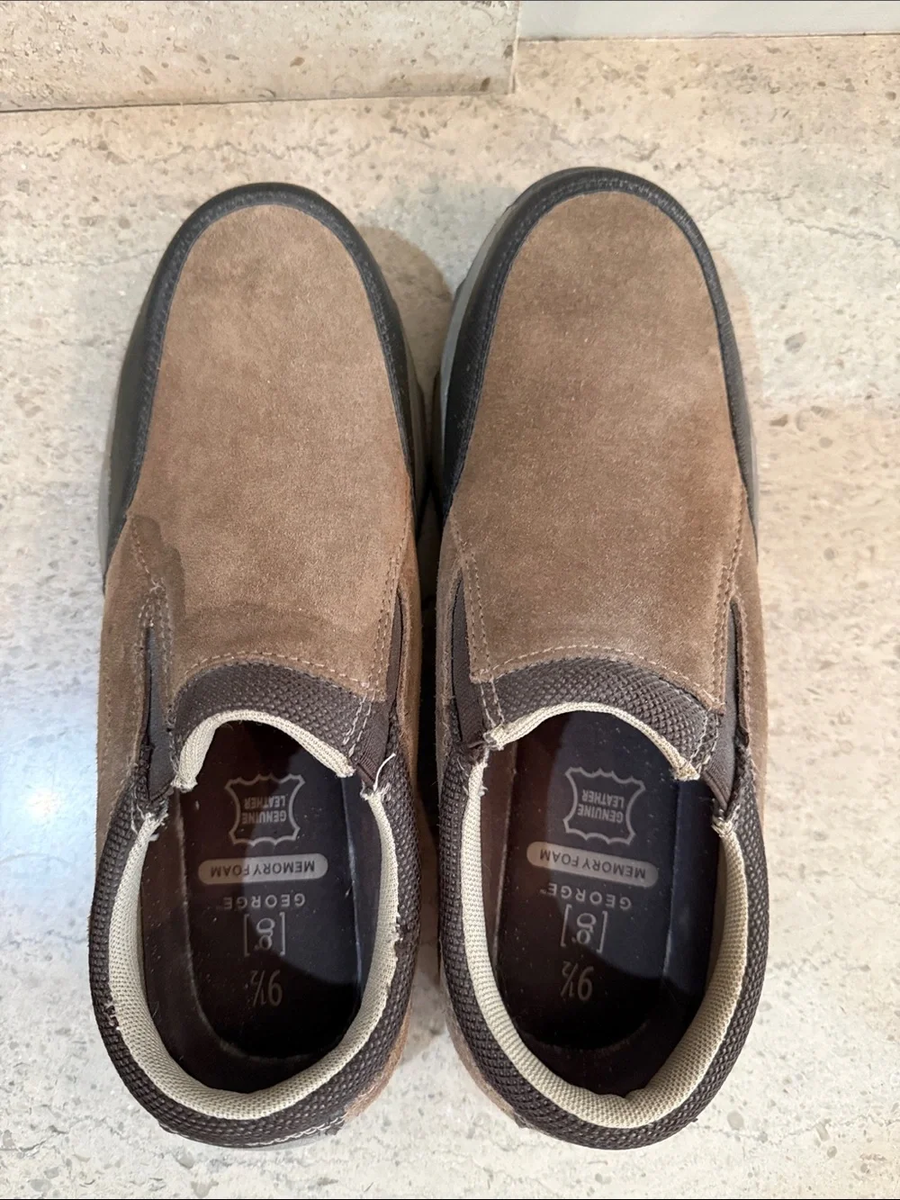 George Men's Tan Suede Slip-On Loafers